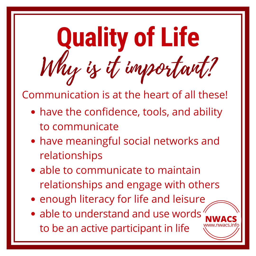 Infographic about why quality of life is important - communication is at the heart of quality of life!