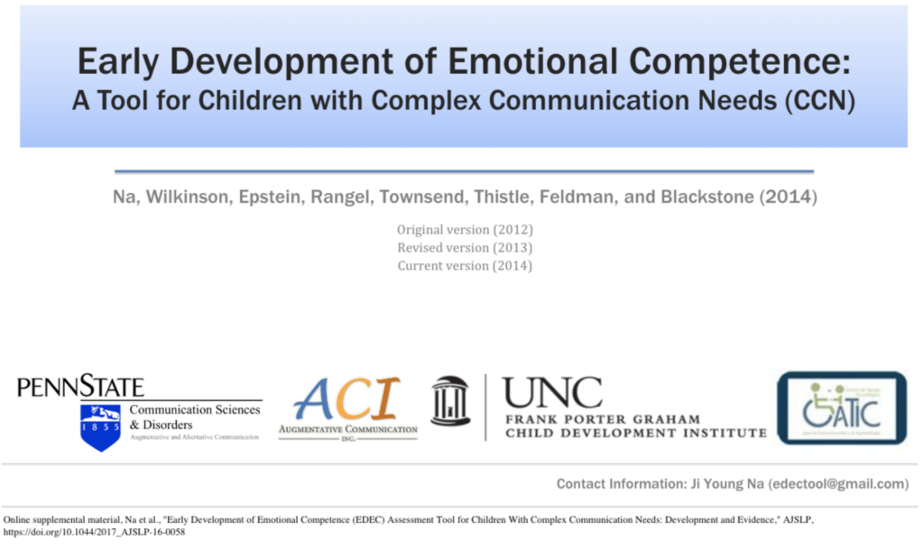 screenshot of the cover page of the Early Development of Emotional Competence