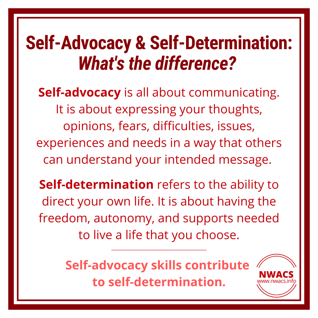 Infographic defining self-advocacy and self-determination