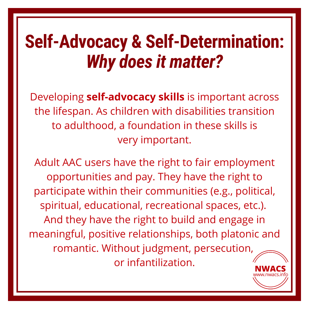 Infographic about the importance of developing self-advocacy skills across the lifespan