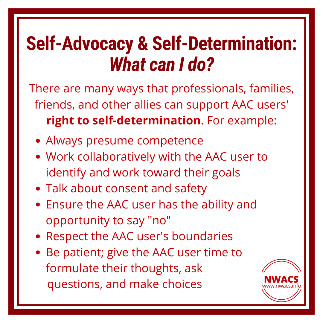 Infographic on how allies can support AAC users' right to self-determination