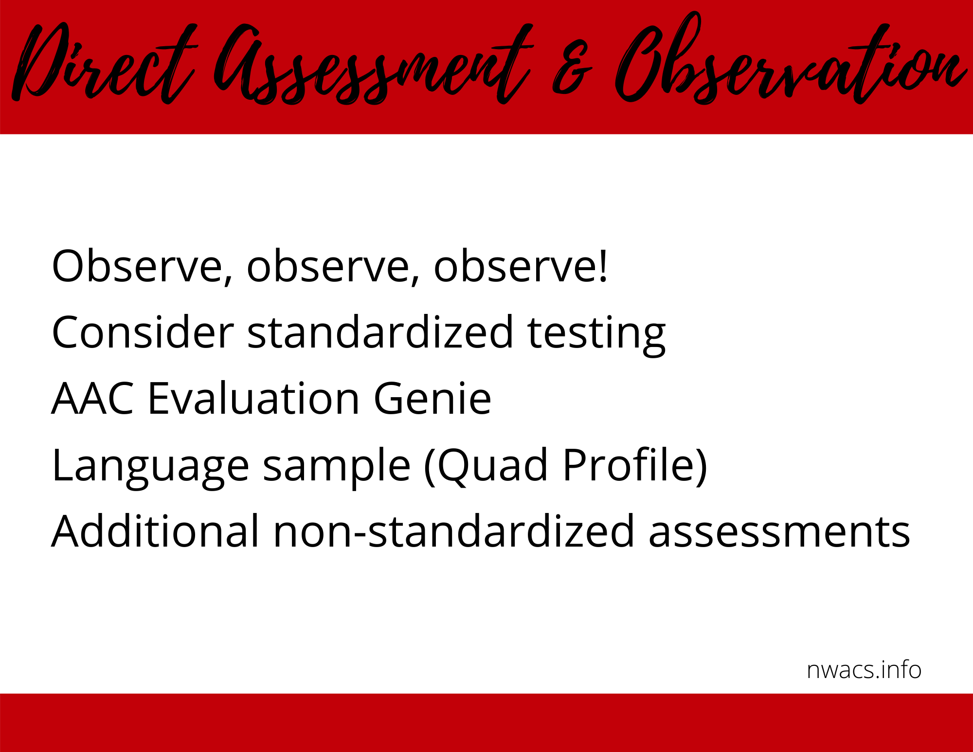 Infographic highlighting components of direct assessment discovered in the text to the left.