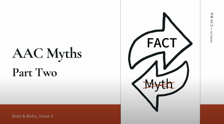 Screenshot of the opening slide from the YouTube video, AAC Myths Part Two.