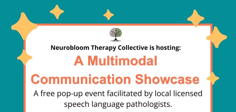 screenshot of the top of NeruoBloom's flyer for A Multimodal Communication Showcase event